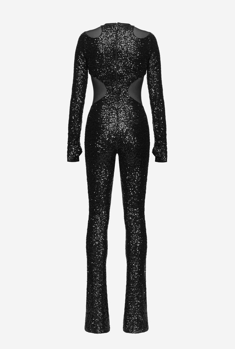 Women's Pinko Galleria Full-sequin And Tulle Catsuit Dress Black | Australia-58239719