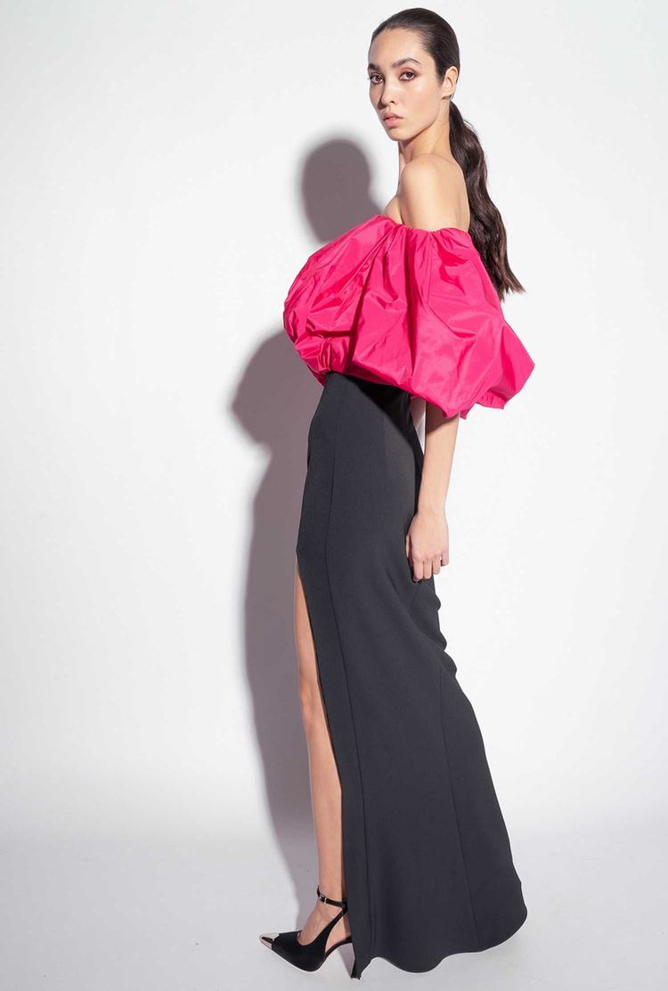 Women's Pinko Galleria Taffeta Dress Black/Fuchsia | Australia-49016529