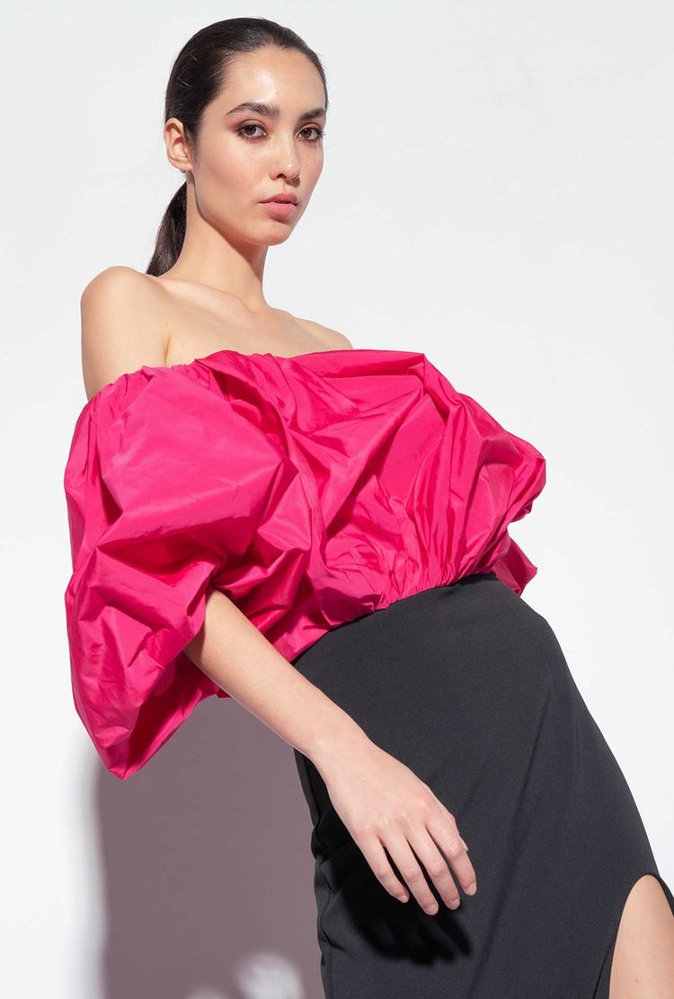 Women's Pinko Galleria Taffeta Dress Black/Fuchsia | Australia-49016529