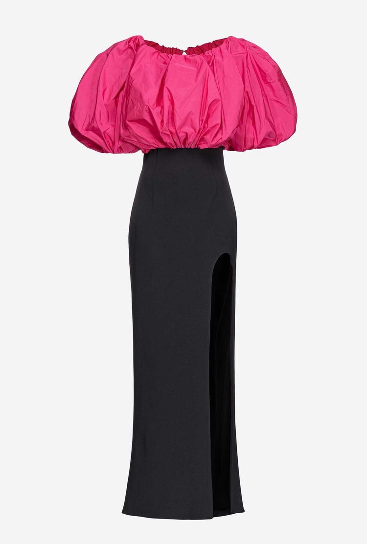 Women's Pinko Galleria Taffeta Dress Black/Fuchsia | Australia-49016529