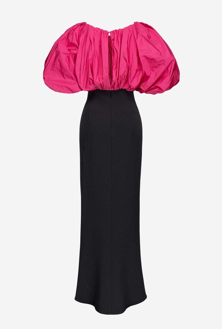 Women's Pinko Galleria Taffeta Dress Black/Fuchsia | Australia-49016529