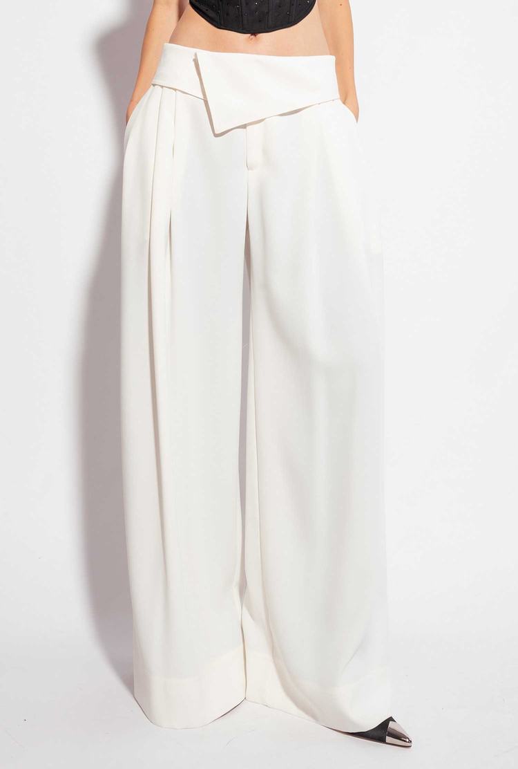 Women's Pinko Galleria Wide-leg Pants White | Australia-26791549