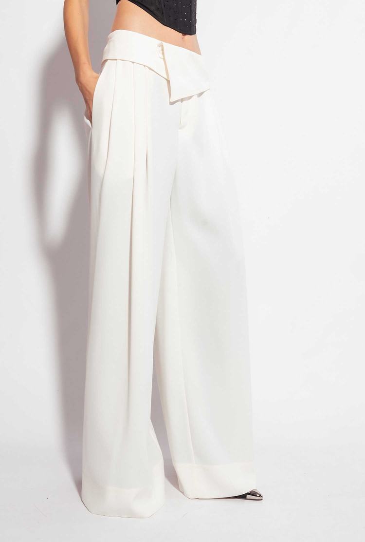 Women's Pinko Galleria Wide-leg Pants White | Australia-26791549