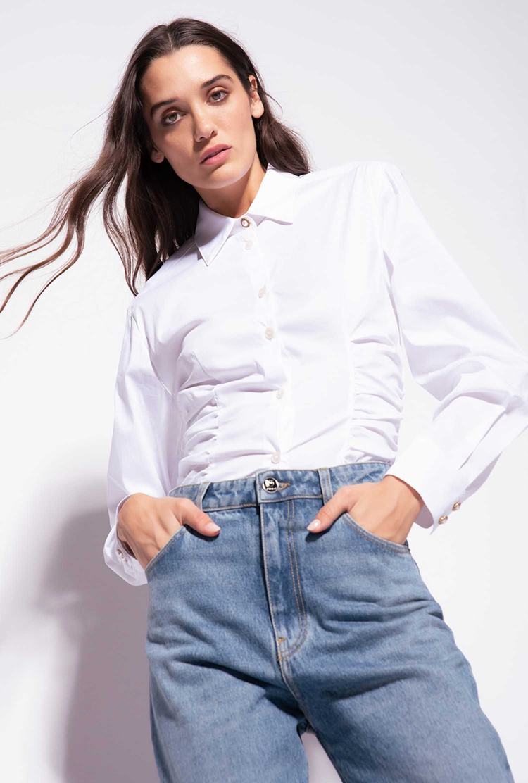 Women's Pinko Gathering Shirts White | Australia-67928409