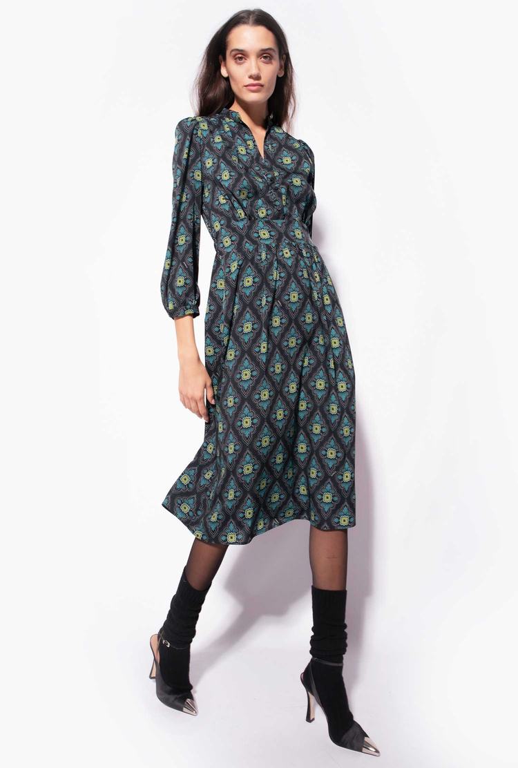 Women's Pinko Geometric Floral Dress Multicolor Black/Green | Australia-25684179