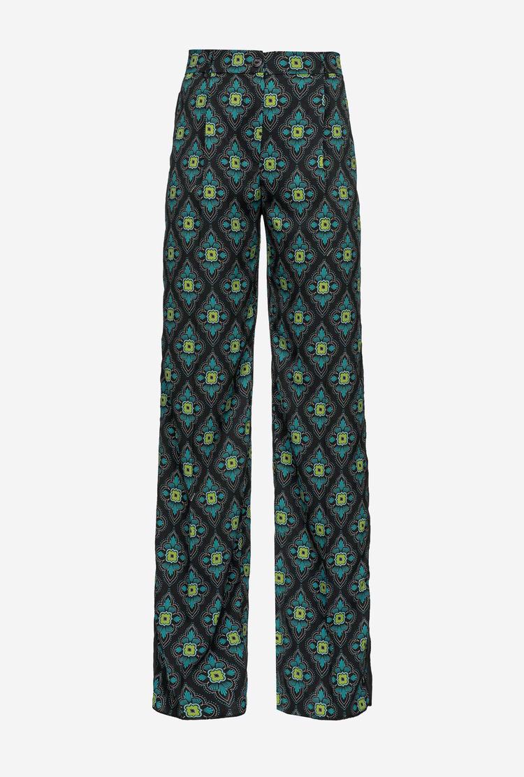 Women's Pinko Geometric Floral Pants Multicolor Black/Green | Australia-26489079