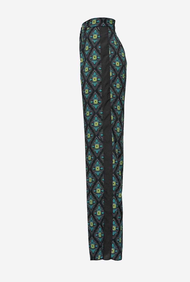 Women's Pinko Geometric Floral Pants Multicolor Black/Green | Australia-26489079