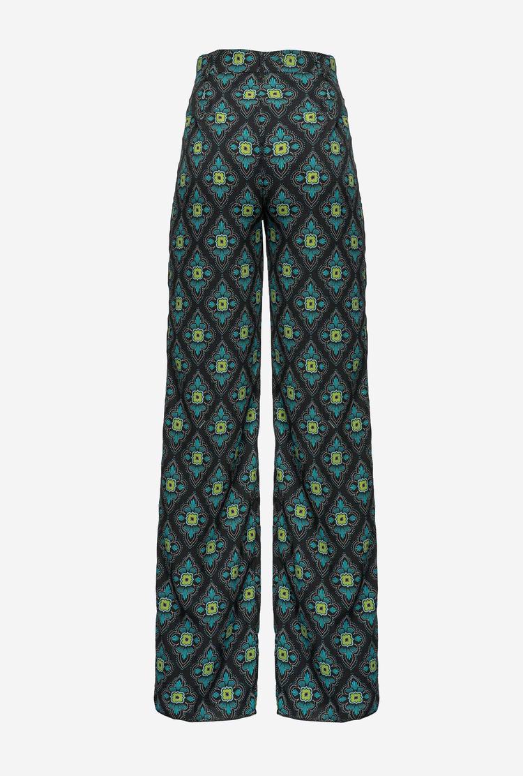 Women's Pinko Geometric Floral Pants Multicolor Black/Green | Australia-26489079