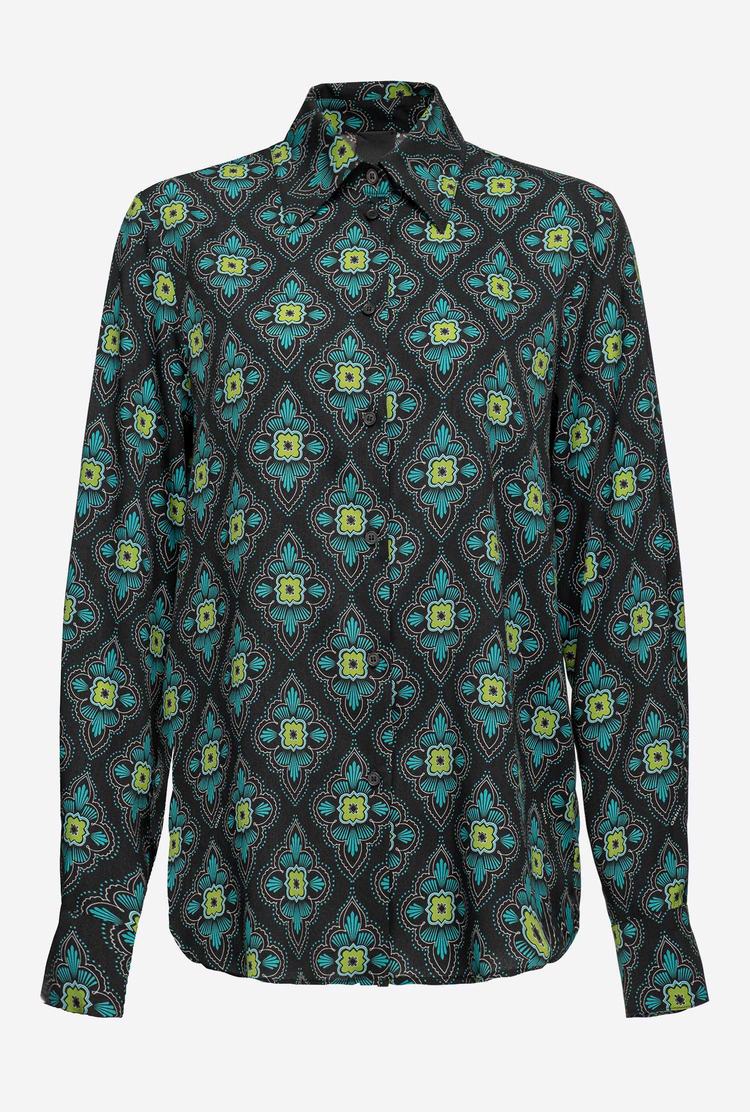 Women's Pinko Geometric Floral Shirts Multicolor Black/Green | Australia-95736419