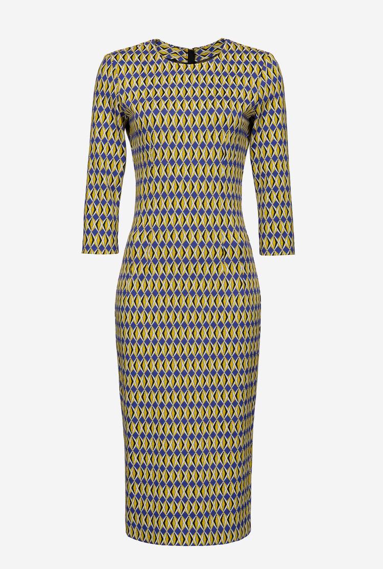 Women's Pinko Geometric Motif Dress Yellow/Purple | Australia-87162499