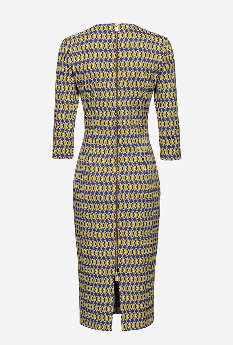 Women's Pinko Geometric Motif Dress Yellow/Purple | Australia-87162499