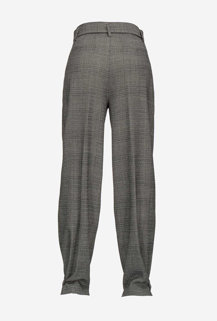 Women's Pinko Glen Plaid Pants Black/Grey | Australia-60384719