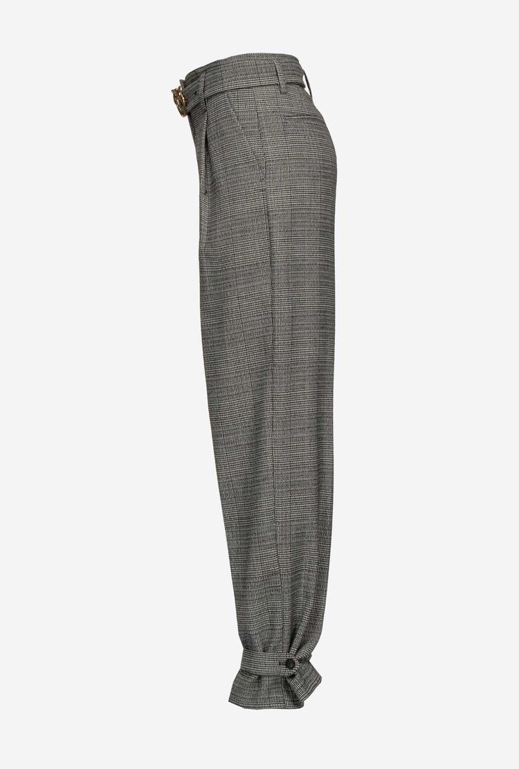 Women's Pinko Glen Plaid Pants Black/Grey | Australia-60384719