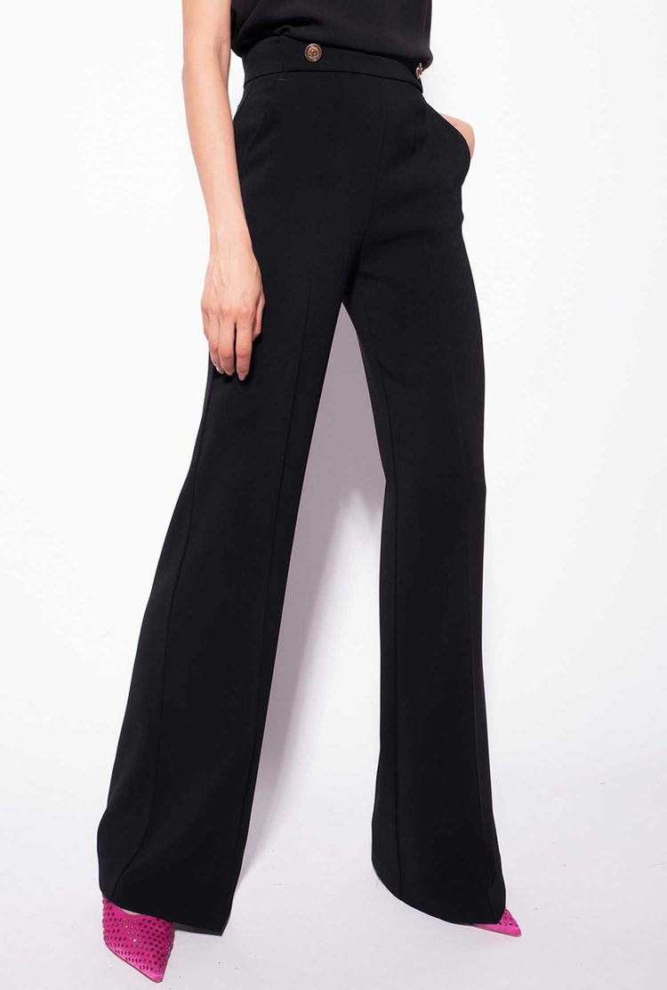 Women's Pinko Golden Buttons Pants Black | Australia-63045289