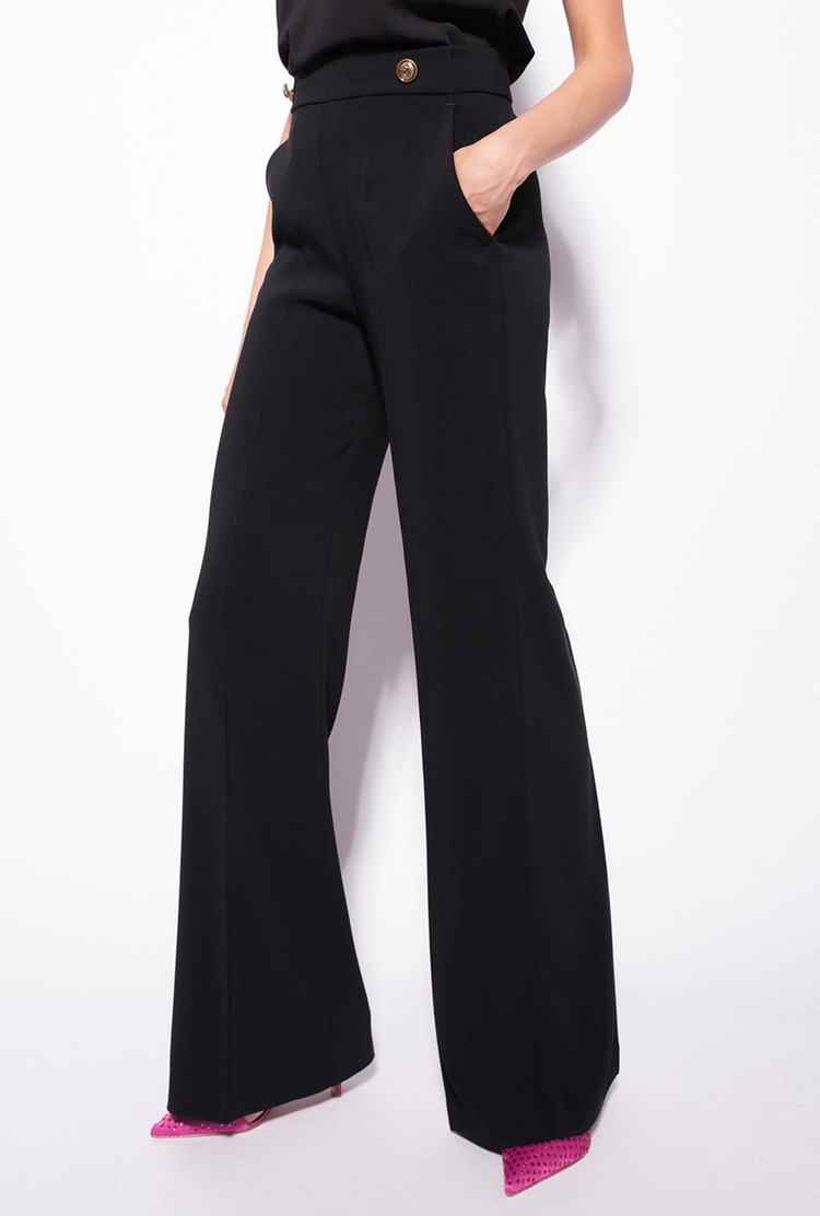 Women's Pinko Golden Buttons Pants Black | Australia-63045289