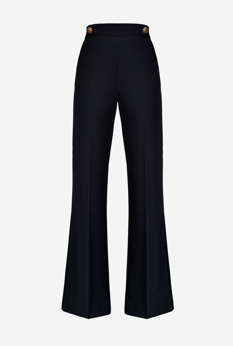 Women's Pinko Golden Buttons Pants Black | Australia-63045289