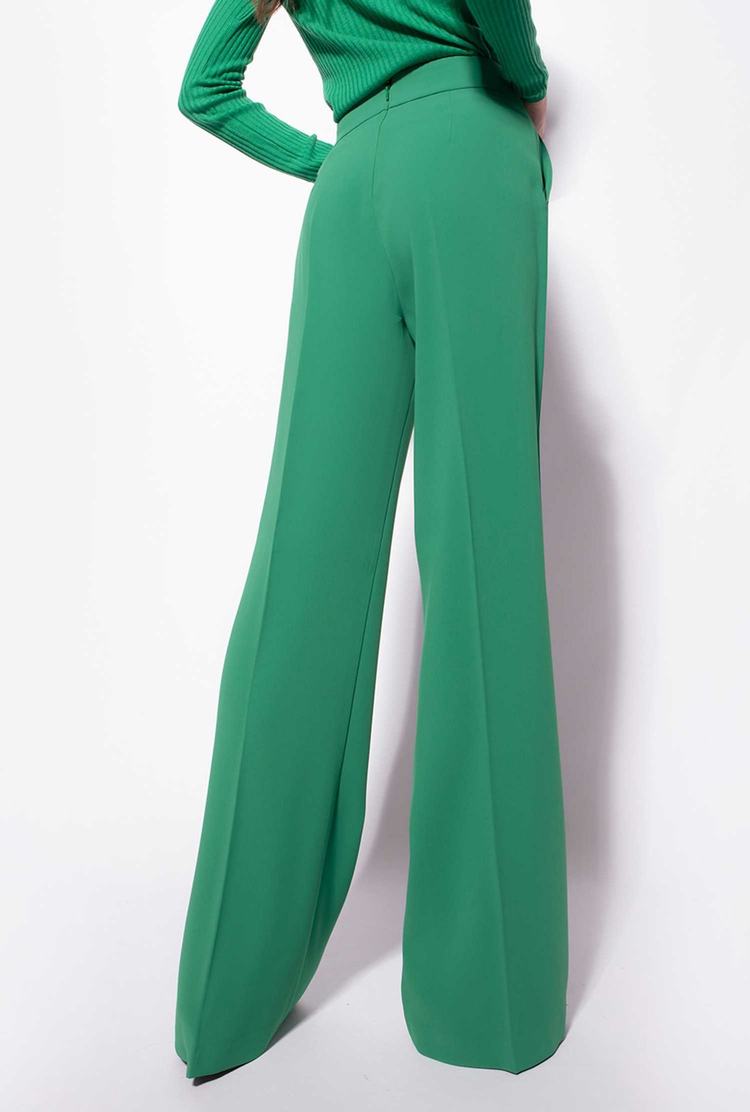 Women's Pinko Golden Buttons Pants Green | Australia-12075939