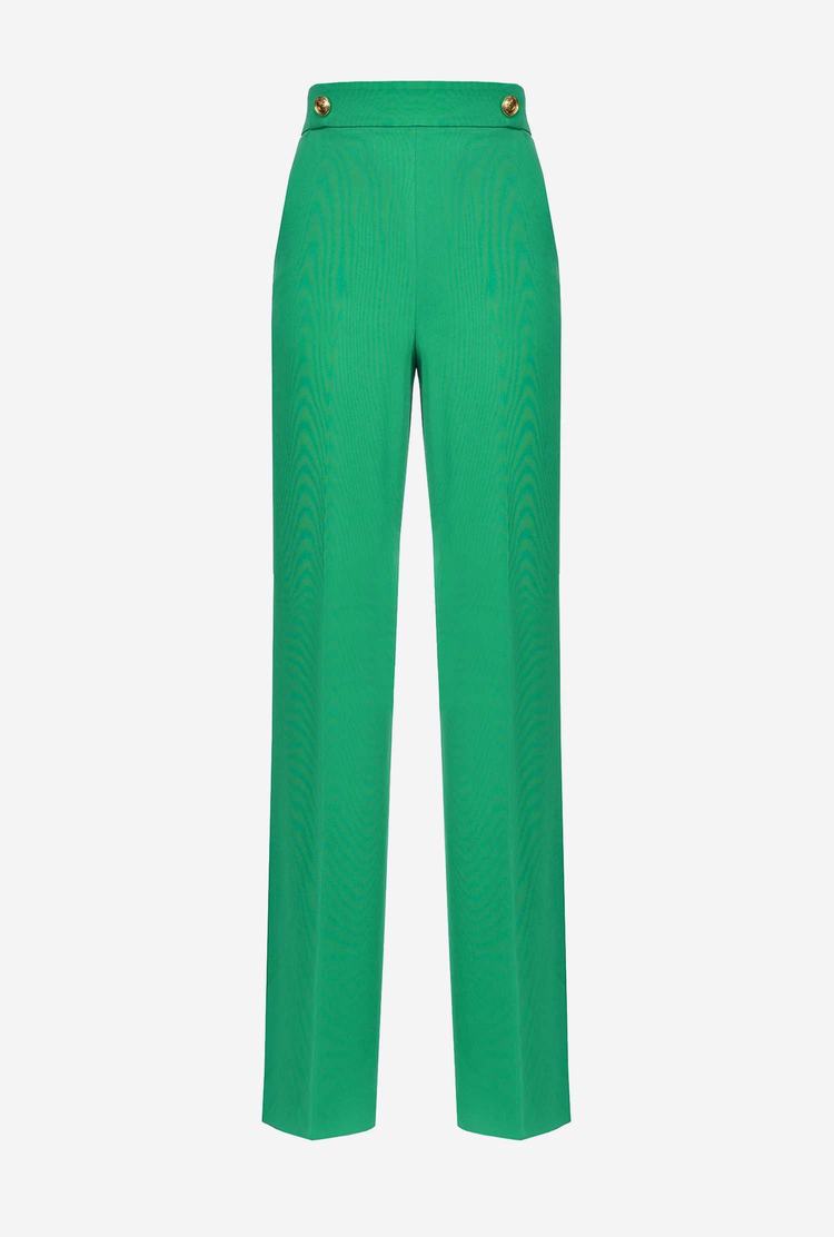 Women's Pinko Golden Buttons Pants Green | Australia-12075939