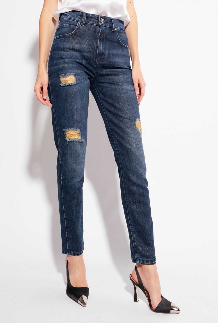 Women's Pinko Golden Details Jeans Blue | Australia-75182049