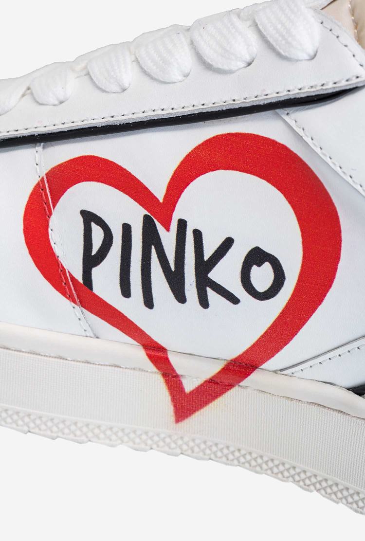 Women's Pinko Graffiti Detail Sneakers White/Red/Black | Australia-46031579