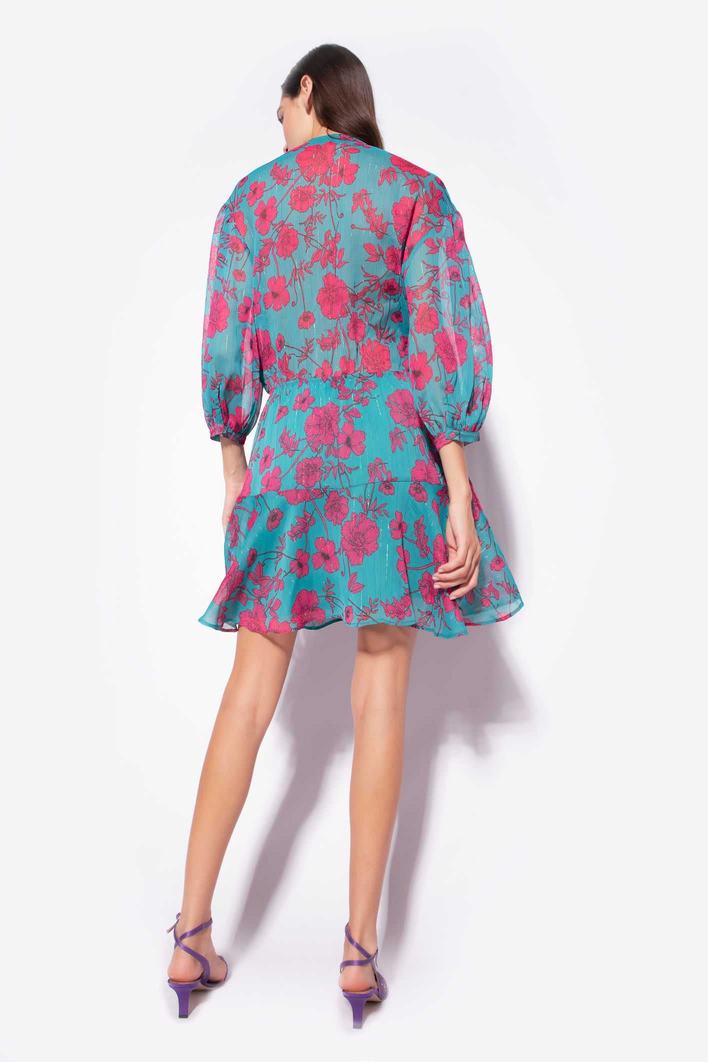 Women's Pinko Graphic Floral Mini Dress Green/Fuchsia | Australia-17283649