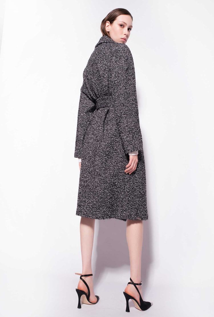 Women's Pinko Herringbone Wraparound Coats Black/Grey | Australia-10859749