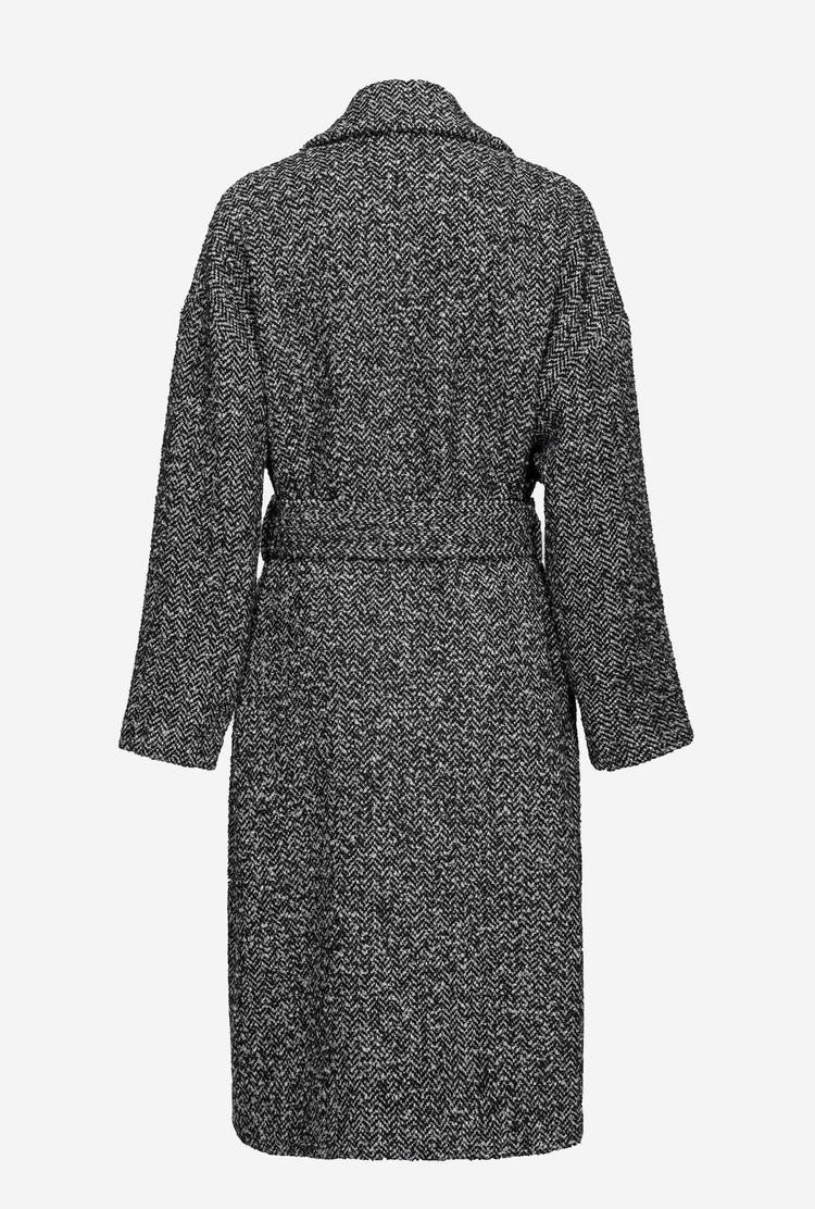 Women's Pinko Herringbone Wraparound Coats Black/Grey | Australia-10859749