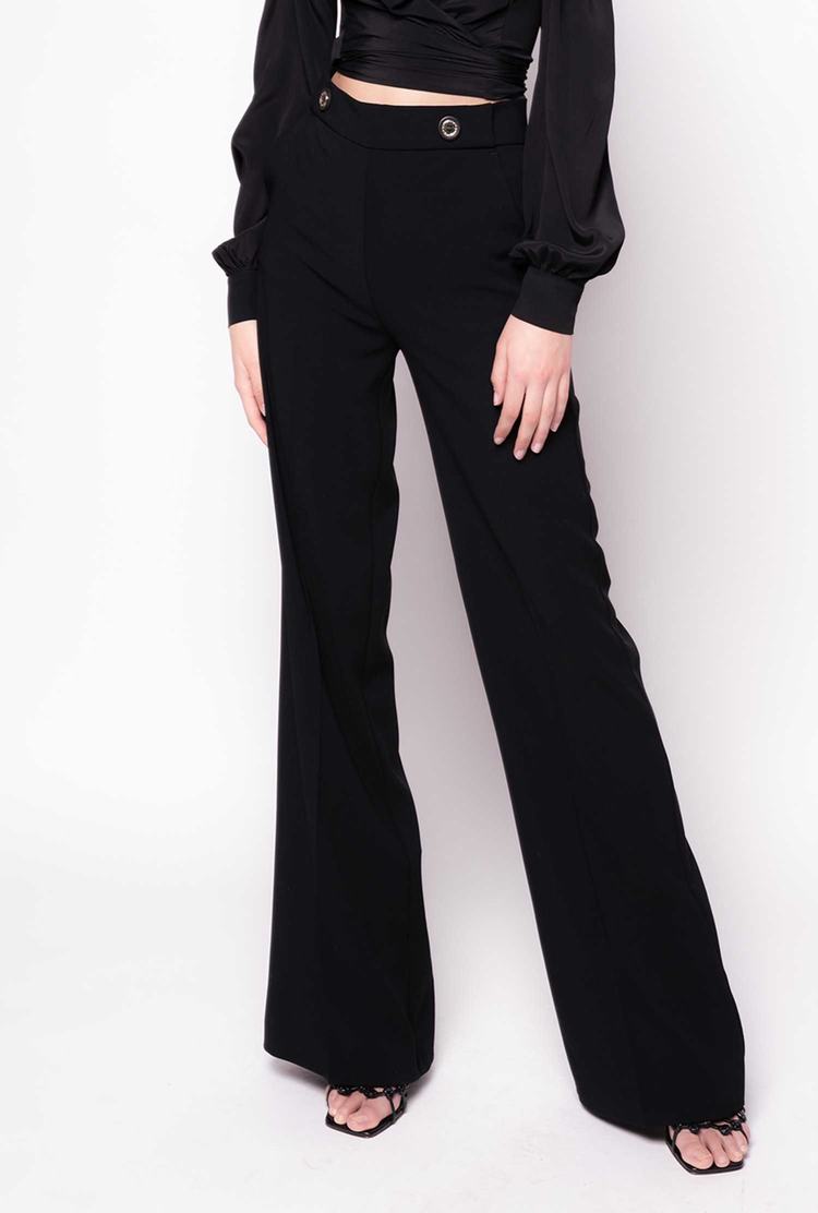 Women's Pinko High-waisted Buttoned Pants Black | Australia-28791609