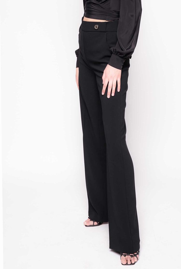 Women's Pinko High-waisted Buttoned Pants Black | Australia-28791609