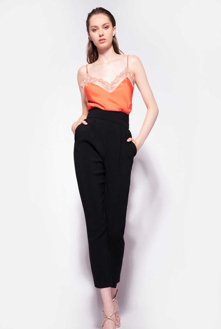 Women's Pinko High-waisted Stretch Crêpe Pants Black | Australia-52348099