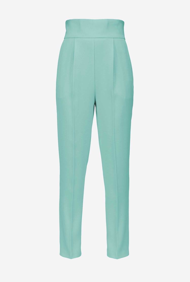 Women's Pinko High-waisted Stretch Crêpe Pants Green | Australia-86735249