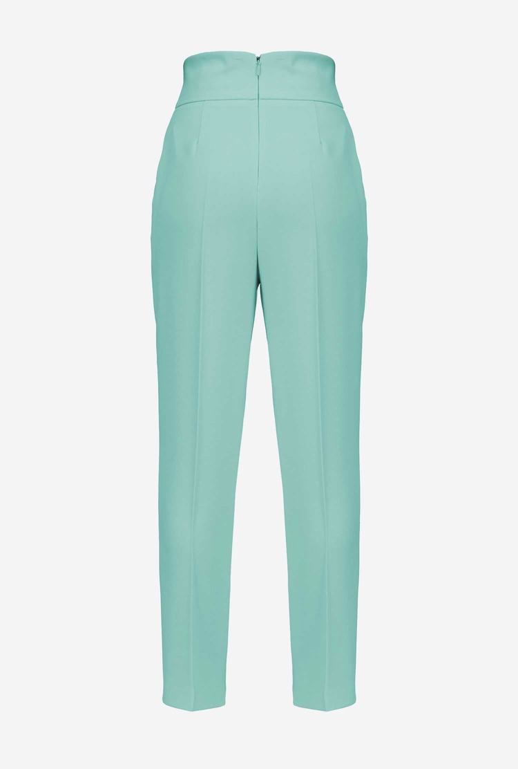 Women's Pinko High-waisted Stretch Crêpe Pants Green | Australia-86735249