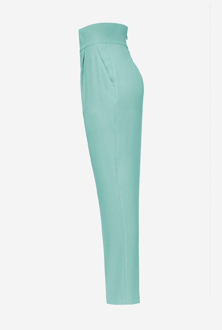 Women's Pinko High-waisted Stretch Crêpe Pants Green | Australia-86735249