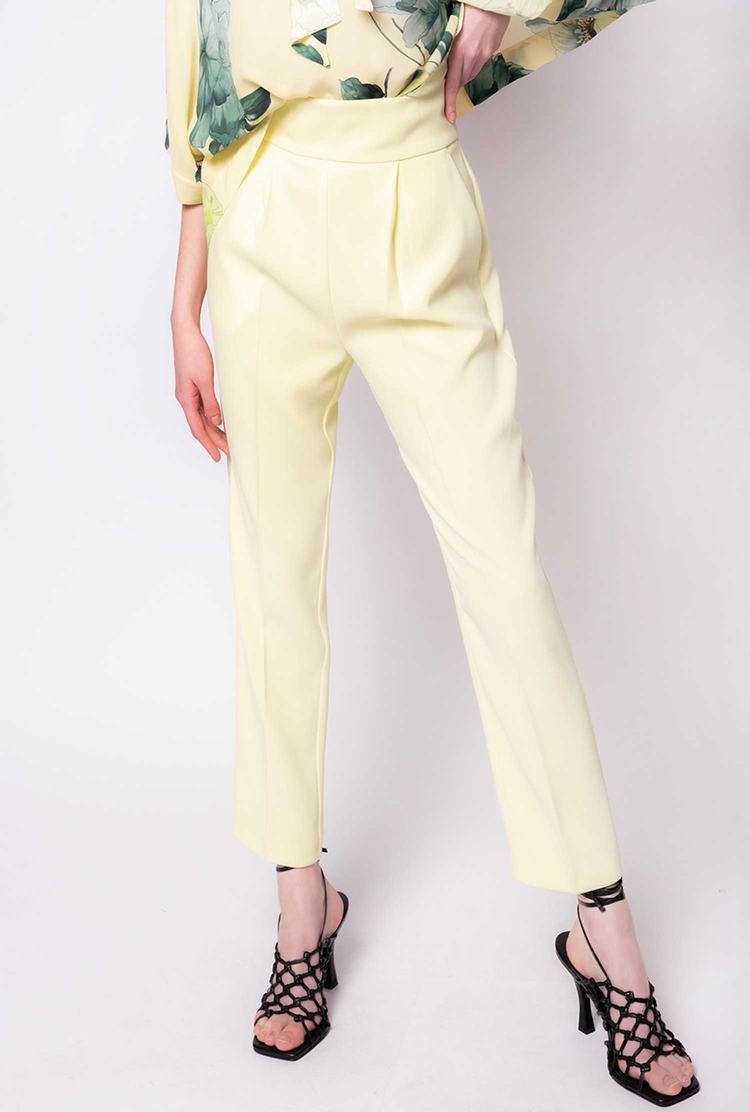 Women's Pinko High-waisted Stretch Crêpe Pants Light Yellow | Australia-93621509