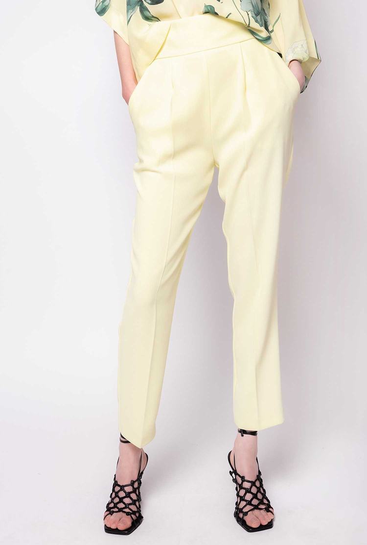 Women's Pinko High-waisted Stretch Crêpe Pants Light Yellow | Australia-93621509