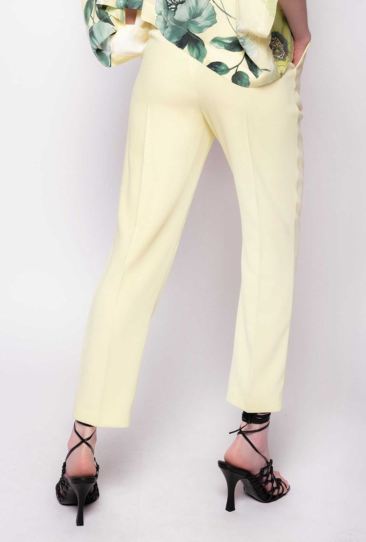 Women's Pinko High-waisted Stretch Crêpe Pants Light Yellow | Australia-93621509