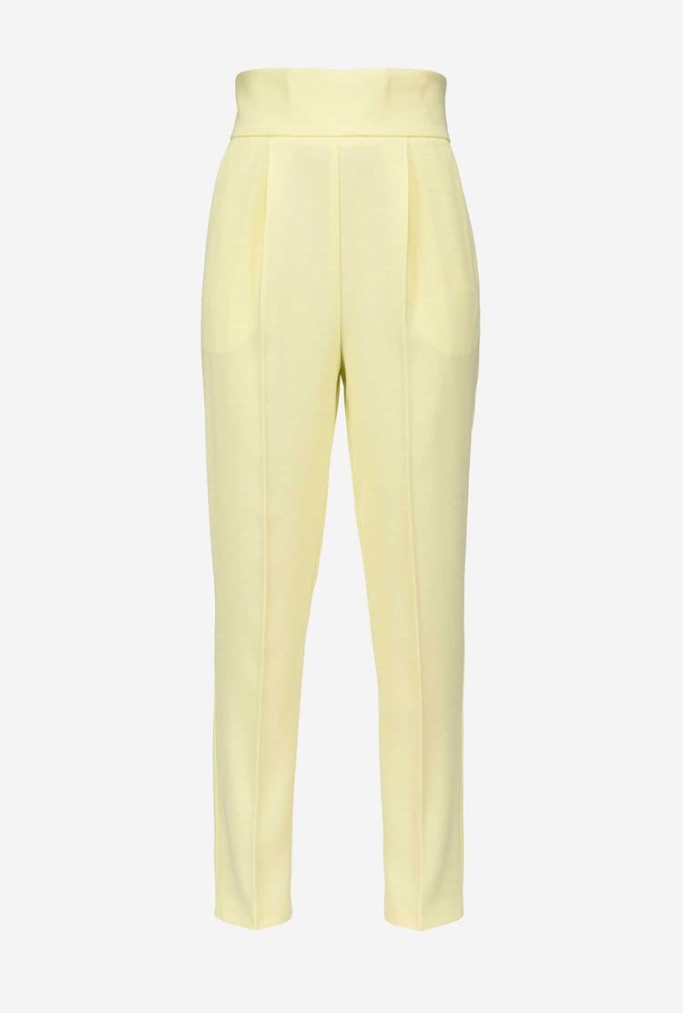 Women's Pinko High-waisted Stretch Crêpe Pants Light Yellow | Australia-93621509