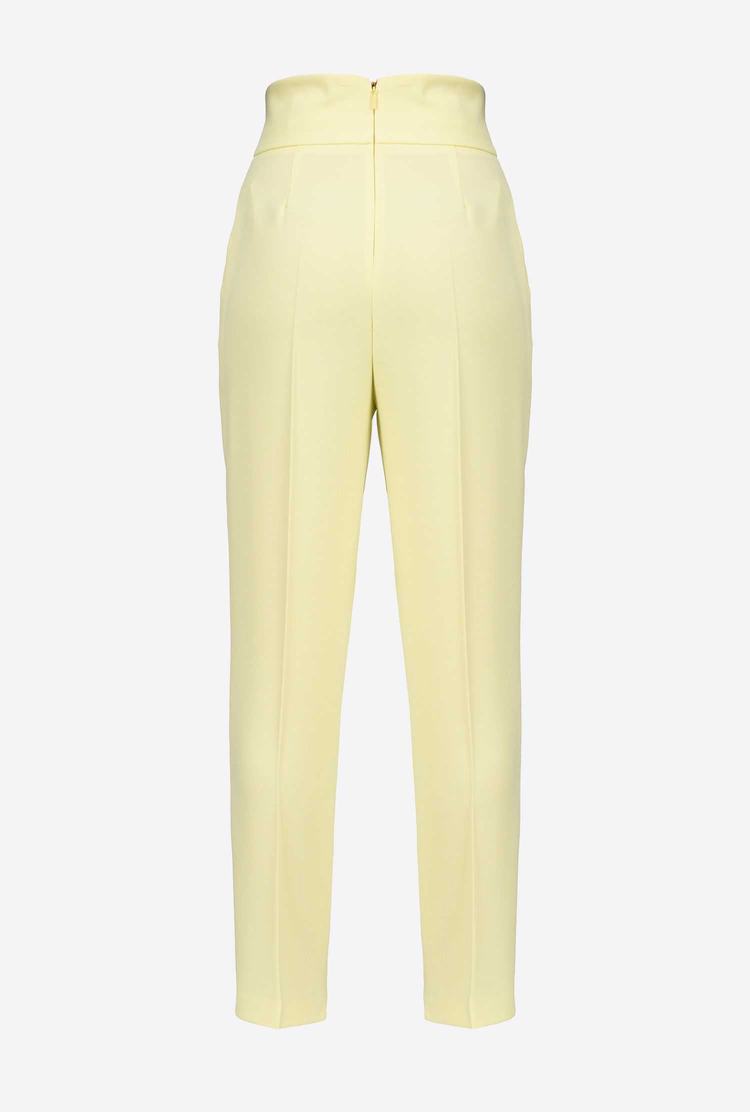 Women's Pinko High-waisted Stretch Crêpe Pants Light Yellow | Australia-93621509