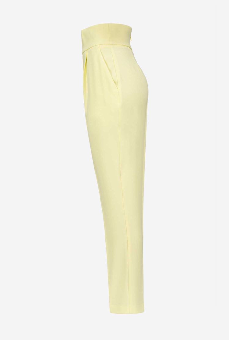 Women's Pinko High-waisted Stretch Crêpe Pants Light Yellow | Australia-93621509