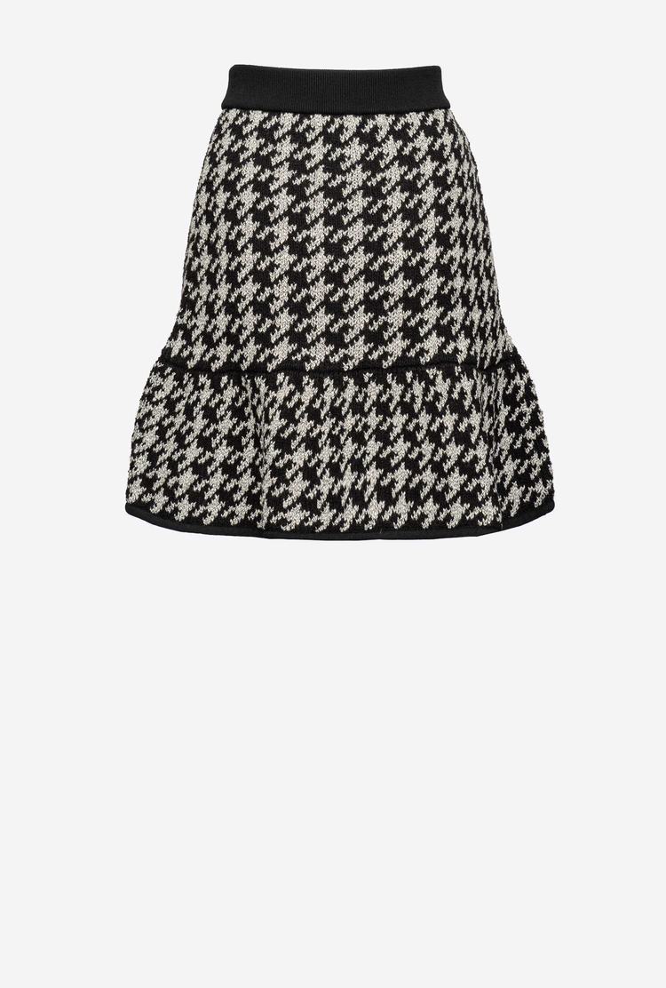 Women's Pinko Houndstooth Mini Skirts Multicolor White/Black | Australia-47839059