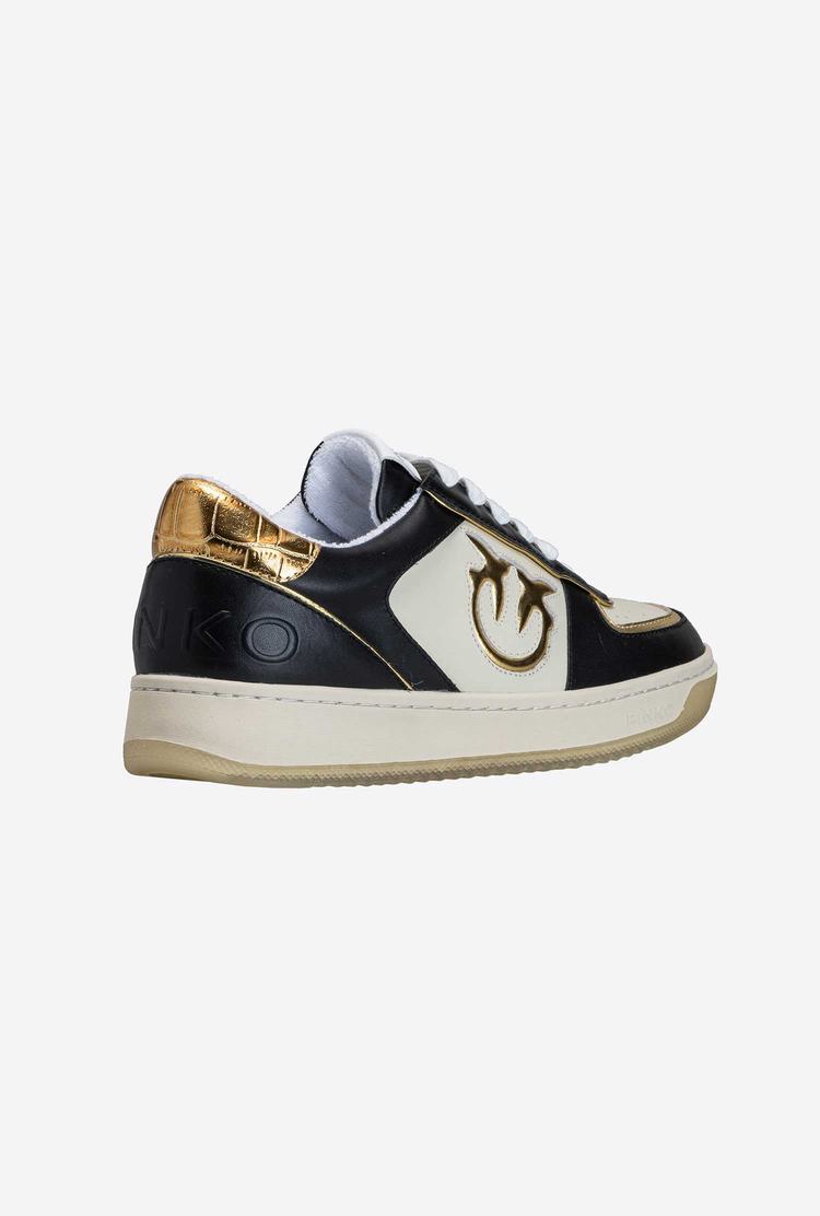 Women's Pinko Inserts Sneakers White/Black/Gold | Australia-87239569