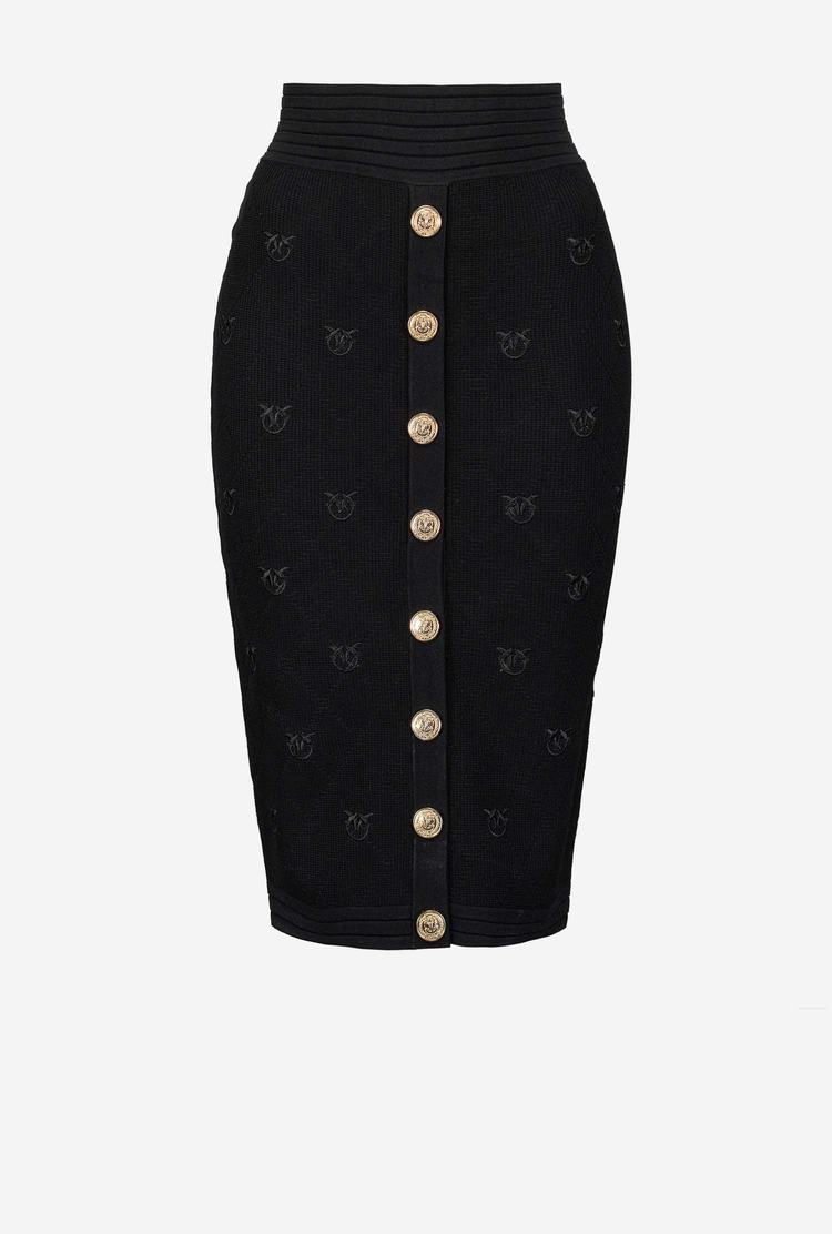 Women's Pinko Jacquard Love Birds Skirts Black | Australia-56021989