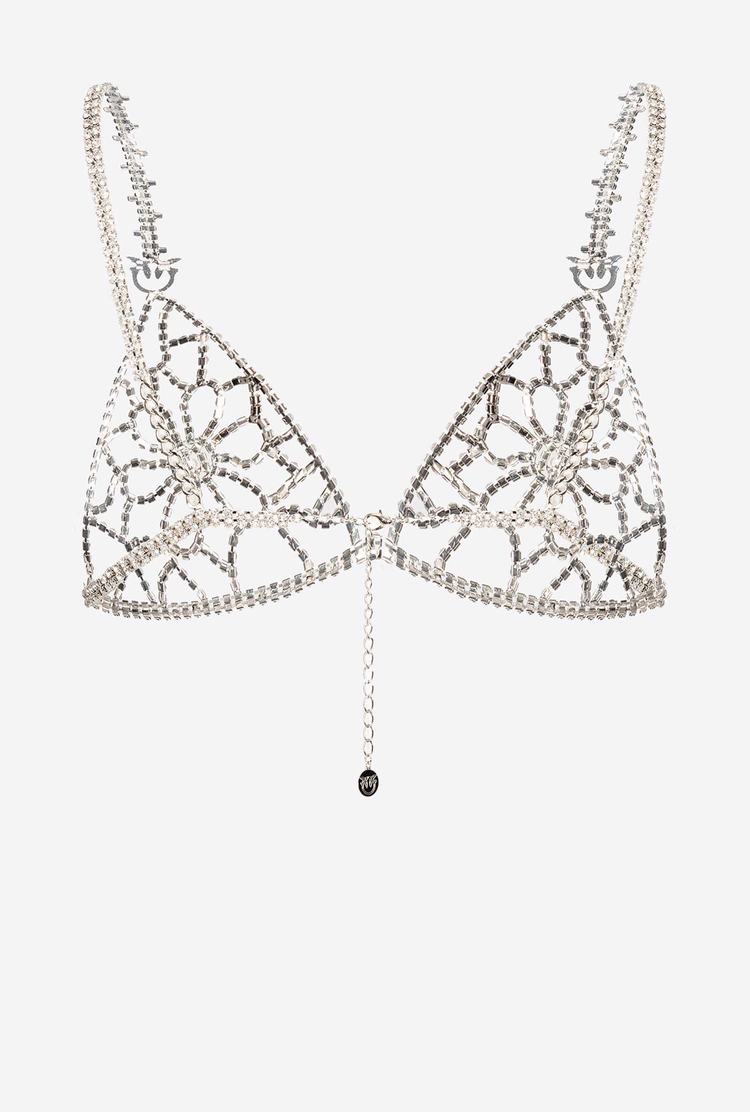 Women's Pinko Jewel Bra Lingerie Nickel/Crystal | Australia-26841079