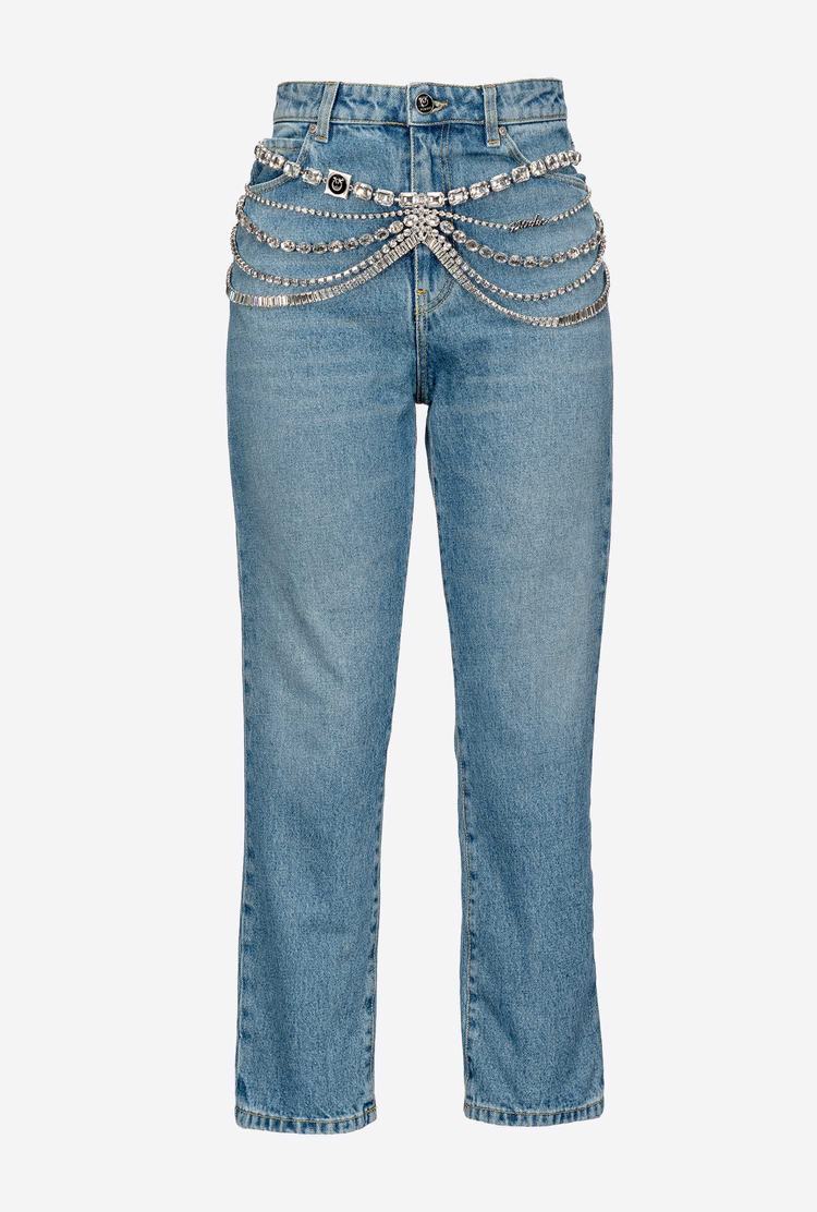 Women's Pinko Jewel Chains Jeans Blue | Australia-18793469