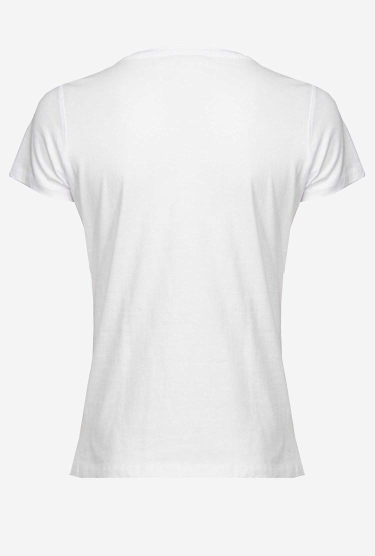 Women's Pinko Jewel Detail T Shirts White | Australia-81623959