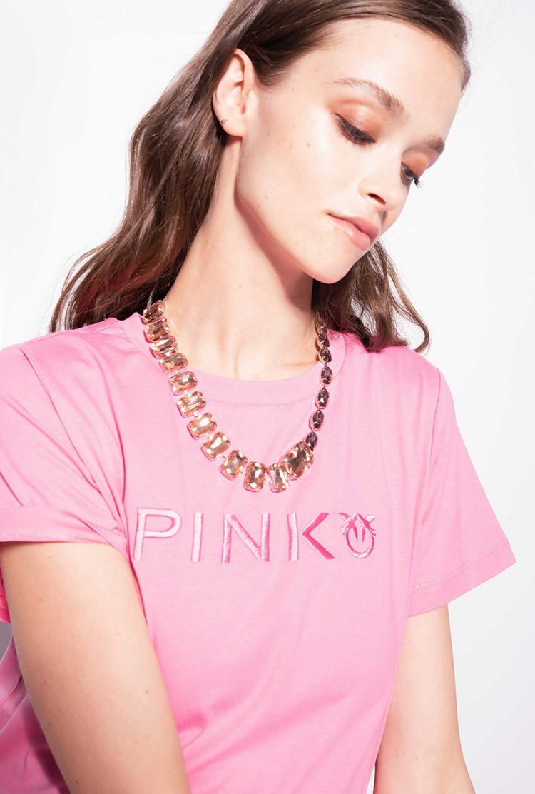 Women\'s Pinko Jewel Necklace T Shirts Rose | Australia-74235869