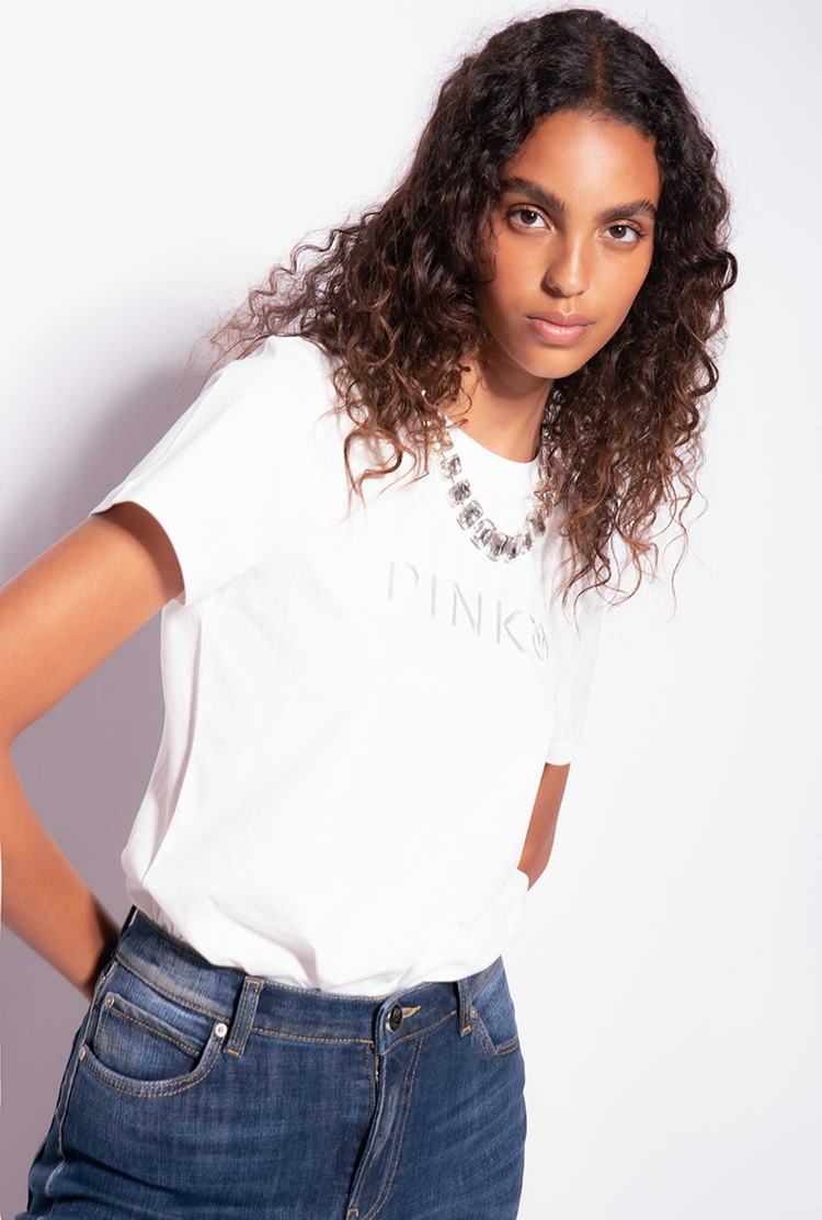 Women's Pinko Jewel Necklace T Shirts White | Australia-75013299