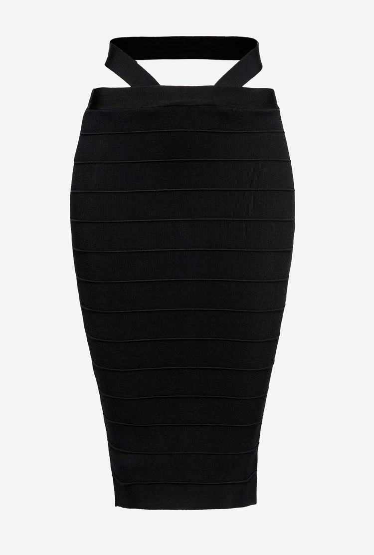 Women's Pinko Knit Band-effect Skirts Black | Australia-54318929