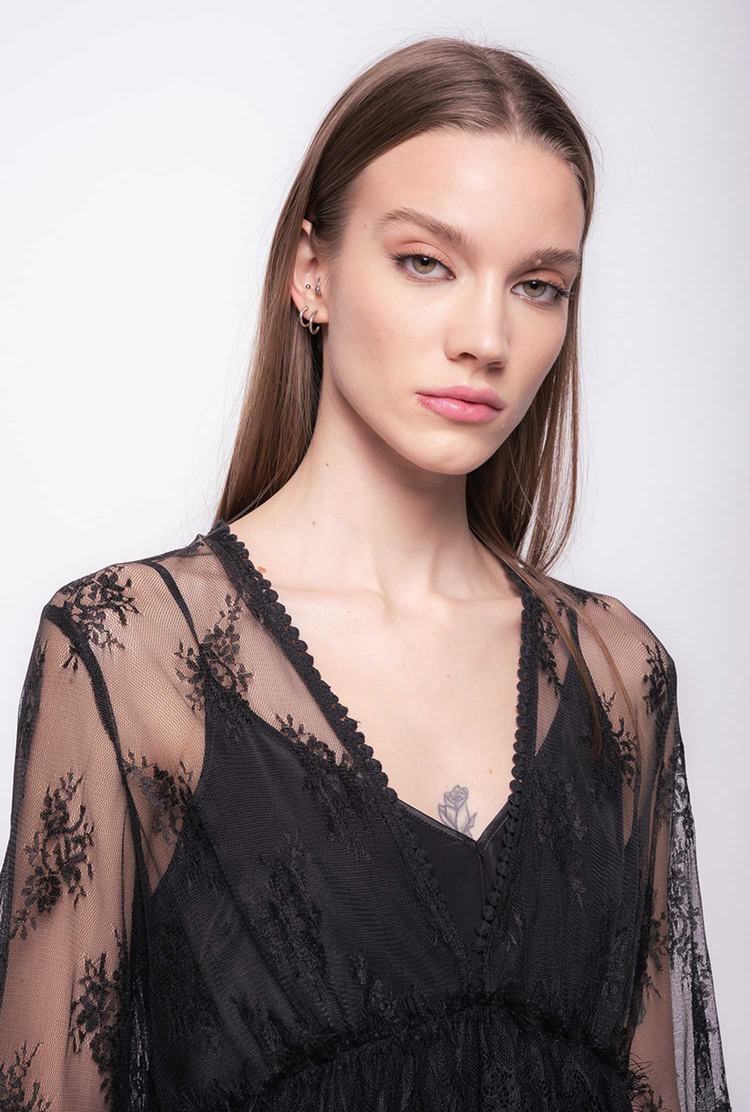 Women's Pinko Lace Dress Black | Australia-78352649