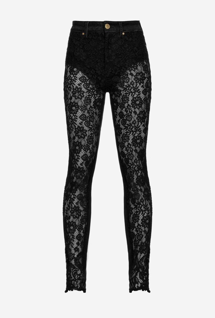 Women\'s Pinko Lace Jeans Black | Australia-50162899